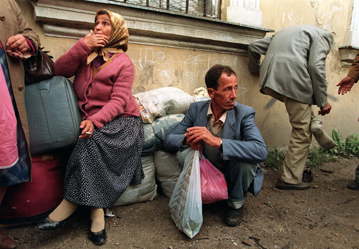 Moslem refugees from Banja Luka arrive in Travnik July 7, 1993.